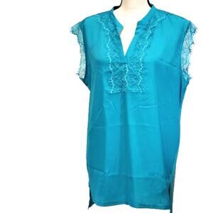 Worthington Teal Rag Sleeve Top XL EUC